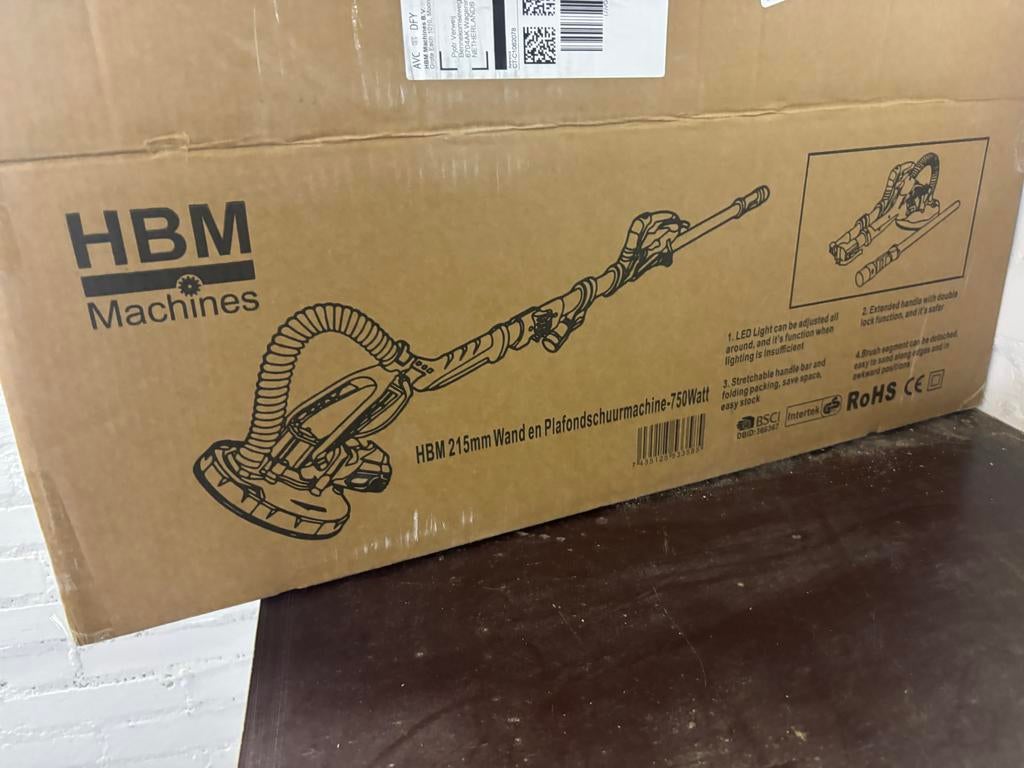HBM 215mm Wand en Plafondschuurmachine - 750 Watt, Ophalen of Verzenden, Zo goed als nieuw, 600 tot 1200 watt, Overige typen