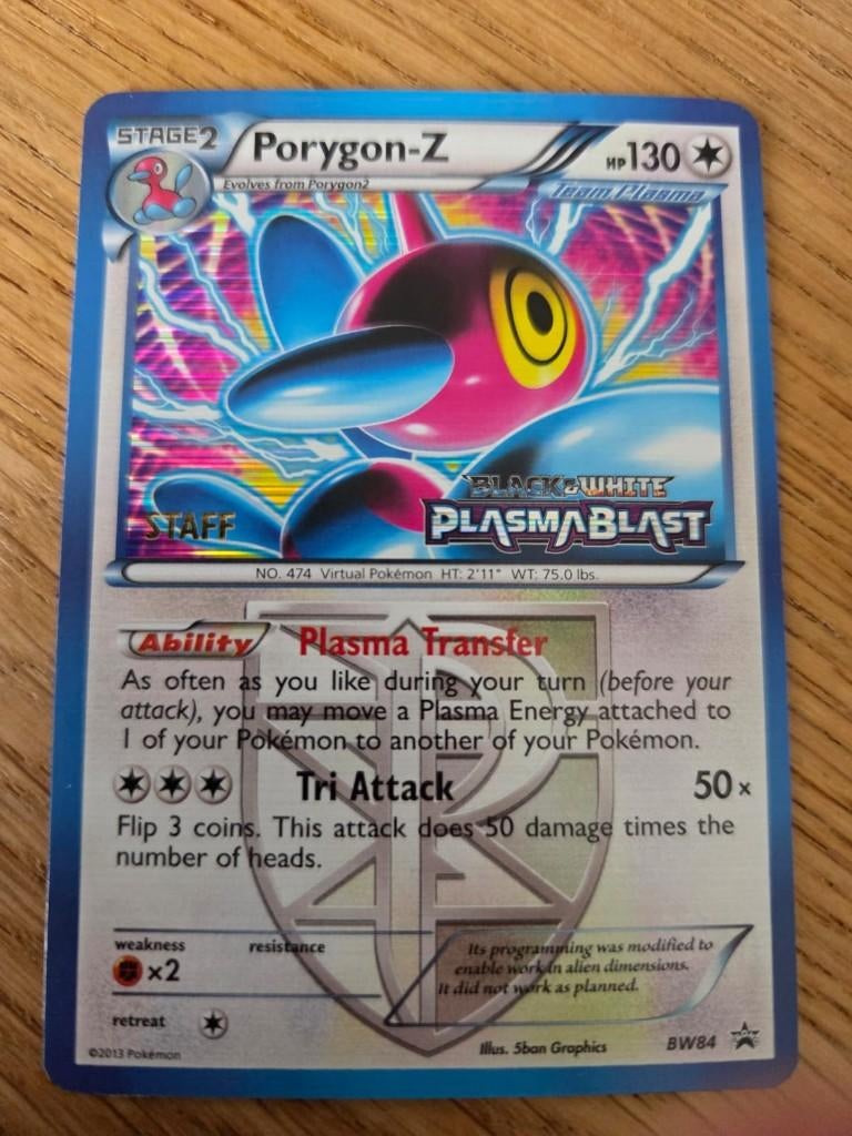 pokemon plasma blast porygon Z holo BW84 STAFF, Hobby en Vrije tijd, Verzamelkaartspellen | Pokémon, Ophalen of Verzenden, Zo goed als nieuw
