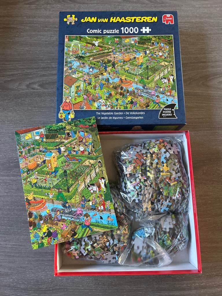 Jan van Haasteren Comic Puzzel 1000 stukjes - Volkstuinen, Hobby en Vrije tijd, Ophalen of Verzenden, 500 t/m 1500 stukjes, Zo goed als nieuw