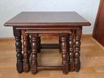 set van 3 eiken bijzettafeltjes/ 3 tafeltjes, Minder dan 55 cm, Gebruikt, Rechthoekig, Hout