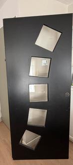 Opdekdeur zwart met glas - 211 x 88 cm (excl. deurbeslag), Ophalen, Gebruikt, 80 tot 100 cm, Binnendeur