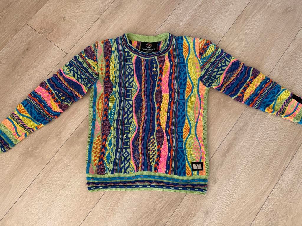 Carlo Colucci trui met unieke kleurencombinatie in de maat M, Ophalen of Verzenden, Zo goed als nieuw, Maat 52/54 (L), Overige kleuren