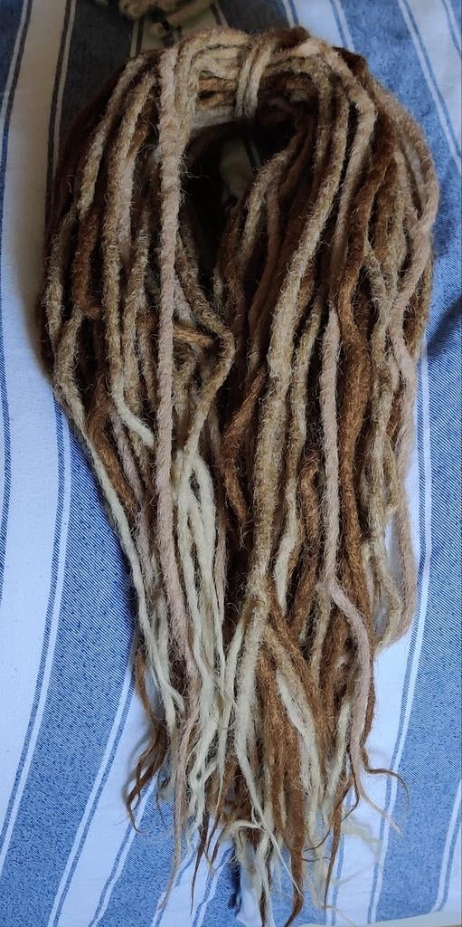 Synthetische dubbele dreads goudblond/middenblond 55cm, Ophalen of Verzenden