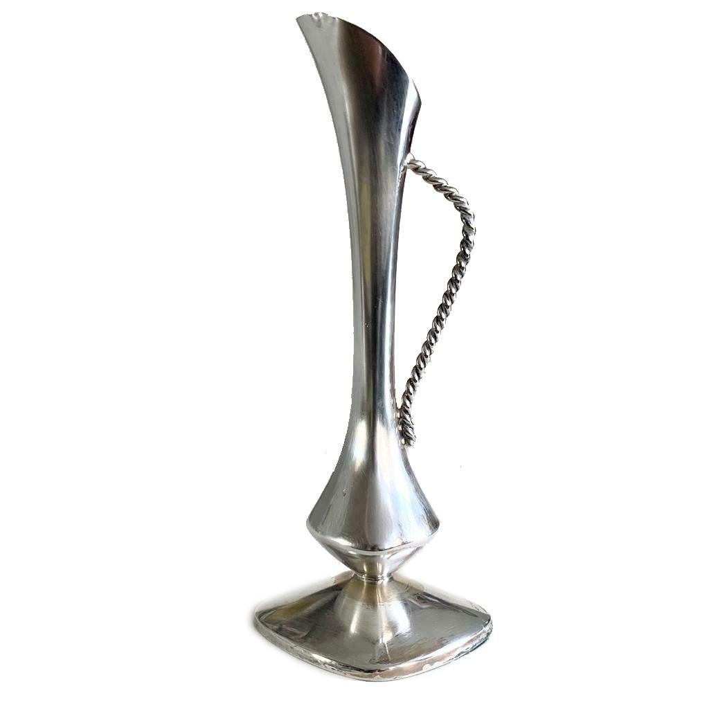 Zilveren VAASJE bloemenvaasje met getorst oortje, Antiek en Kunst, Antiek | Goud en Zilver, Zilver, Ophalen of Verzenden