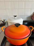 Le Creuset Pan Braadpan Oranje 24 en 28, Huis en Inrichting, Keuken | Potten en Pannen, Gebruikt, Gietijzer, Ophalen of Verzenden