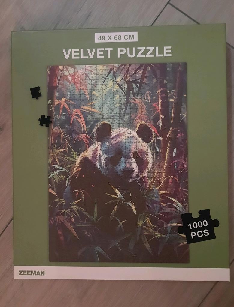 Zeeman panda puzzel 1000 velvet stukjes, Hobby en Vrije tijd, Denksport en Puzzels, Ophalen of Verzenden, 500 t/m 1500 stukjes