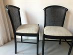 2 Vintage stoelen met webbing rug zwart hout (set van 2), Ophalen, Twee, Zwart, Stof