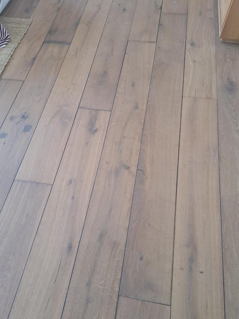 Massief eiken houten vloer, Doe-het-zelf en Verbouw, Vloerdelen en Plavuizen, Ophalen, Gebruikt, Vloerdelen of -planken, 10 m² of meer