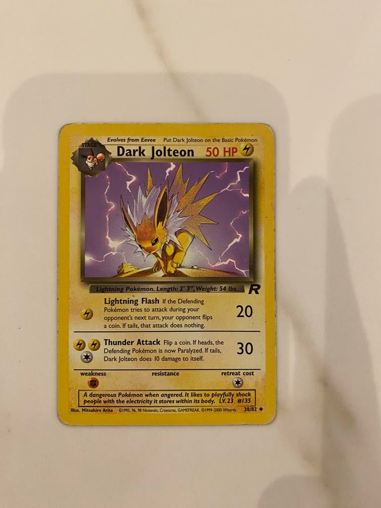 Pokémon Kaart: Dark Jolteon 38/82 Team Rocket, Ophalen of Verzenden, Gebruikt, Losse kaart