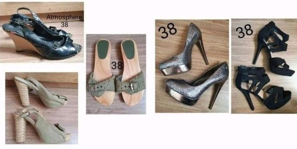 Partij Dames Zomer Schoenen Mt 38 Pumps, Sandalen, Slippers, Pumps, Zwart, Ophalen of Verzenden, Gedragen