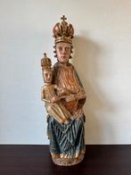 Antieke Houten Heilige Maria met Kindje Jezus Kopie 17e Eeuw, Ophalen of Verzenden