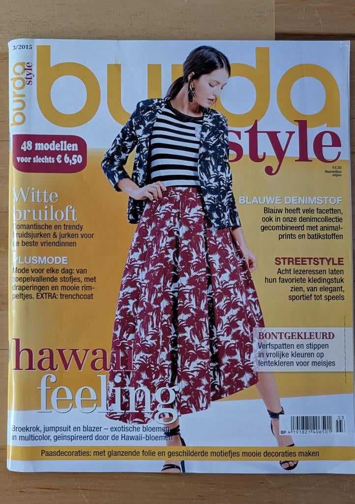 Burda style nr 3 maart 2015 bruid, broekrok, denim, Ophalen of Verzenden, Zo goed als nieuw, Vrouw, Burda