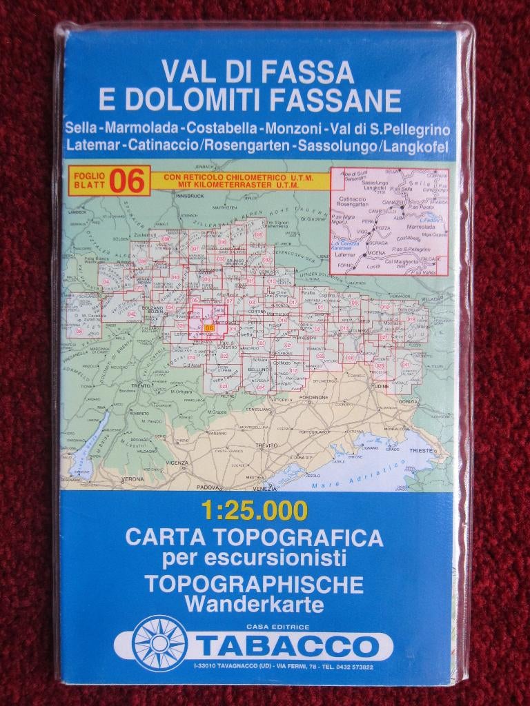 Tabacco Wanderkarte 06 Val di Fassa e Dolomiti Fassane, 2000, Boeken, Atlassen en Landkaarten, Verzenden, 2000 tot heden, Italië