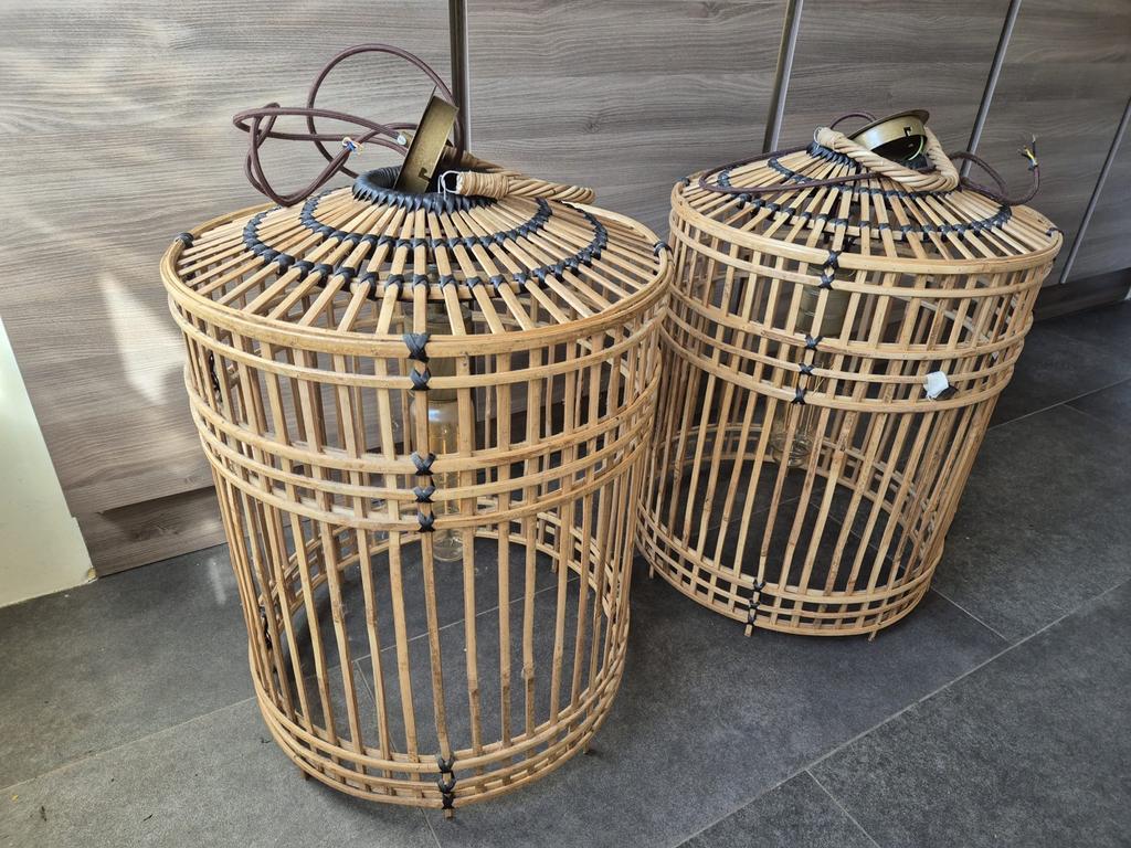 Riviera Maison lampenkappen hout, Huis en Inrichting, Lampen | Lampenkappen, Ophalen, Wit, Rond, Zo goed als nieuw