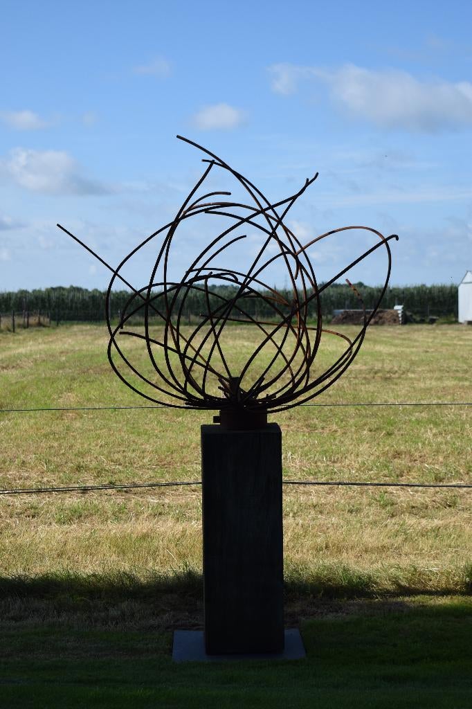 Basic kunstwerken op hardhouten sokkel, Ophalen of Verzenden
