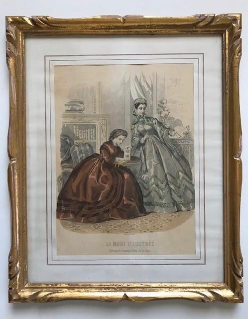Ingelijste gravure van La Mode Illustrée, Verzamelen, Foto's en Prenten, Zo goed als nieuw, Prent, Overige onderwerpen, Voor 1940