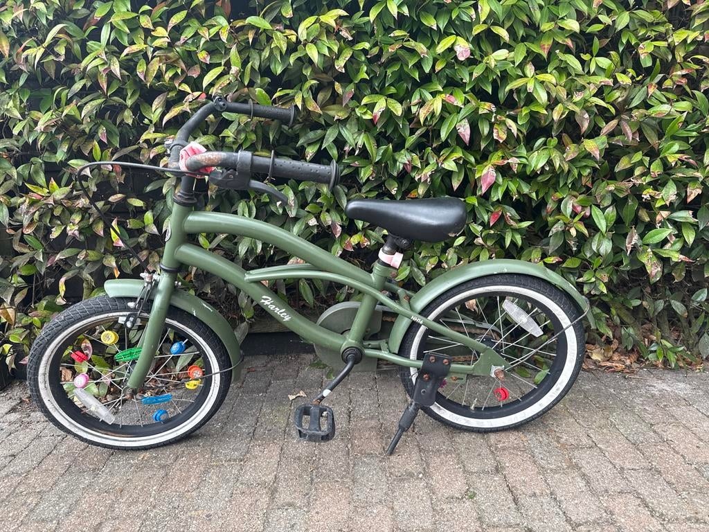 Stoere Harley kinderfiets 16 inch - Groen, Ophalen of Verzenden, Gebruikt, 16 tot 20 inch