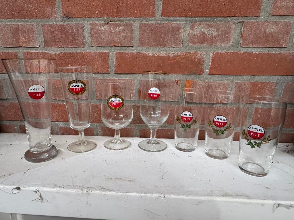 7 bierglazen van Amstel, Xx, Bierglas, Xx, Ophalen of Verzenden