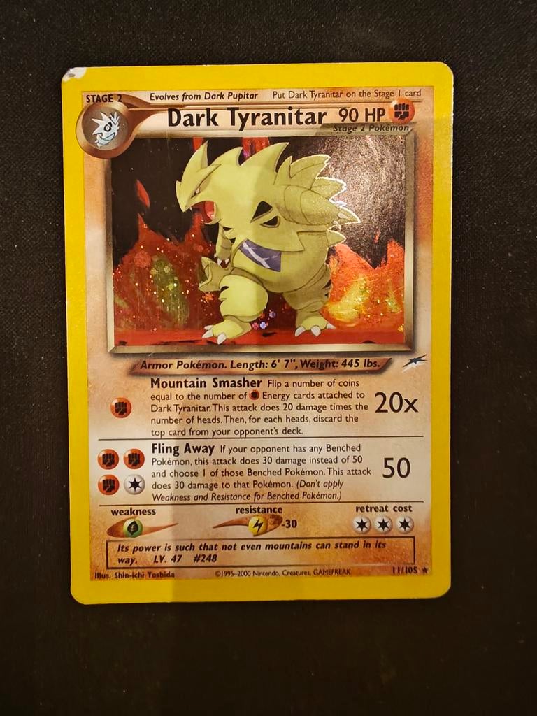 Dark Tyranitar Neo Destiny 11/105 Holo, Ophalen of Verzenden, Gebruikt, Losse kaart, Foil