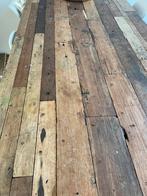 Robuuste eettafel met zwart stalen poten, Huis en Inrichting, Tafels | Eettafels, Ophalen, Gebruikt, 150 tot 200 cm, Vijf personen of meer