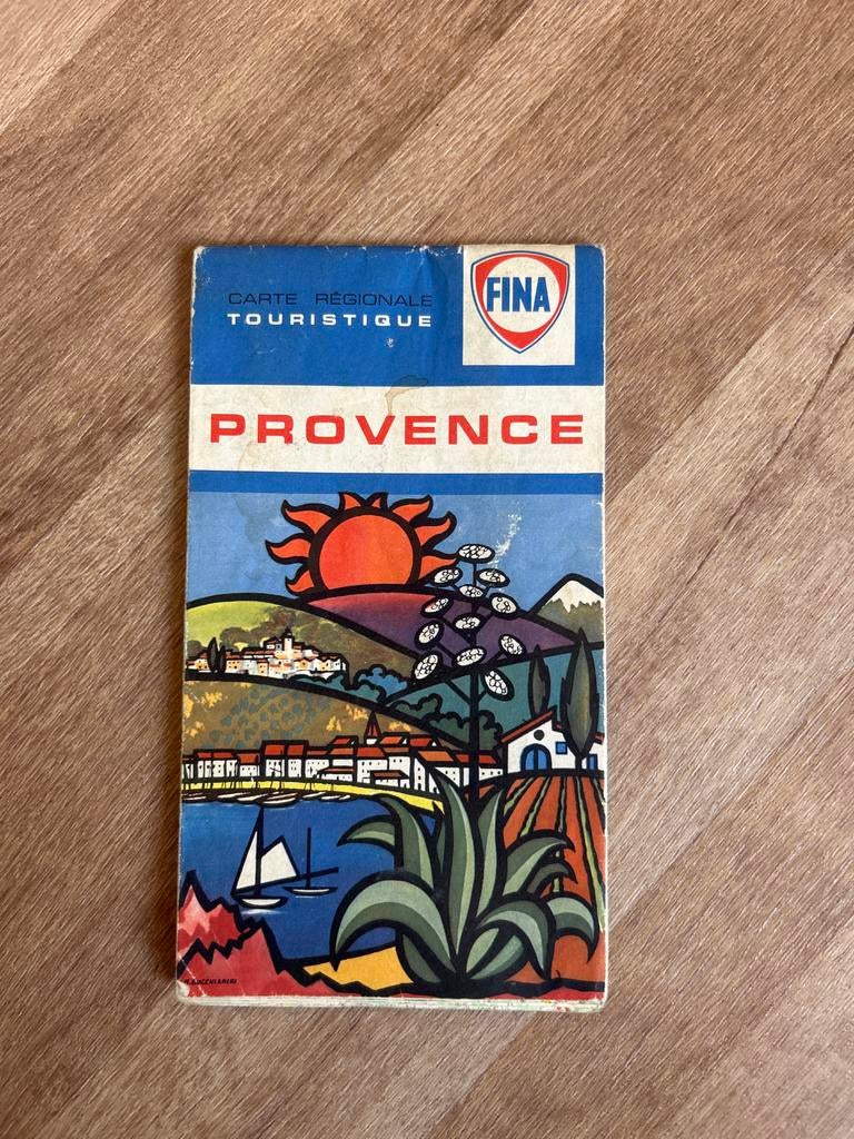 Vintage FINA Toeristische Kaart Provence, Europa, Ophalen of Verzenden, Reisgids of -boek, Gelezen