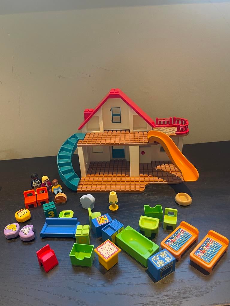 Playmobil 1.2.3 Woonhuis, Kinderen en Baby's, Speelgoed | Playmobil, Ophalen, Zo goed als nieuw, Complete set