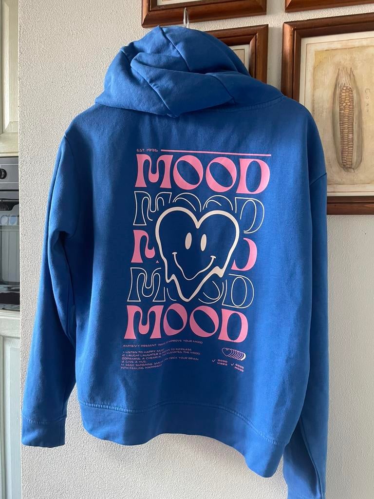 Amy & Ivy hoodie met print, maat M in nieuwstaat, Kleding | Dames, Ophalen of Verzenden, Zo goed als nieuw, Maat 38/40 (M), Blauw