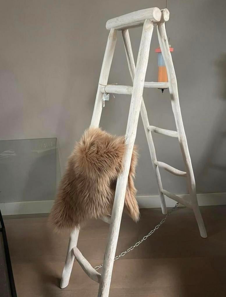 Van der Leeden Decoratieve dubbele ladder 150 cm hout wit, Ophalen, ., Zo goed als nieuw, .