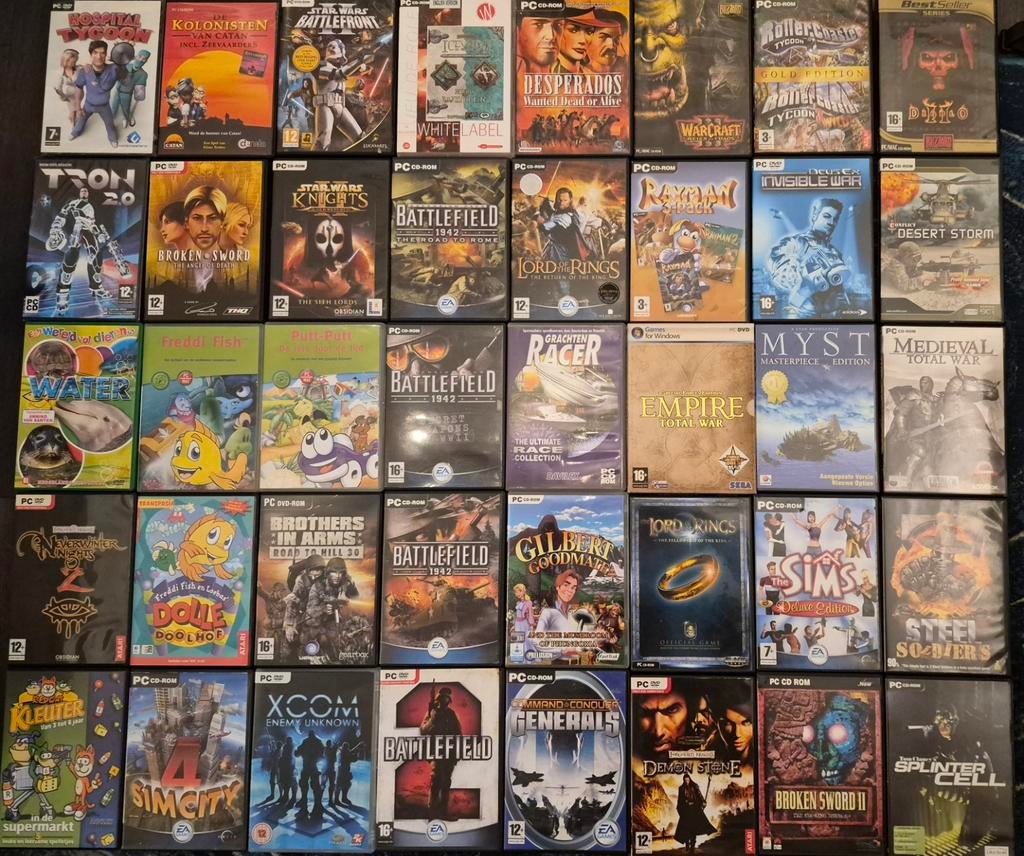 40 PC Games oa Battlefield, Lord of the Rings, The Sims, Spelcomputers en Games, Games | Pc, 1 speler, Ophalen of Verzenden, Zo goed als nieuw