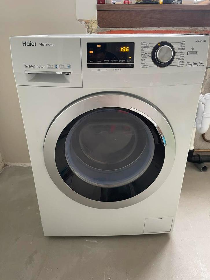 Haier Hatrium HW70-BP14636 Wasmachine - 6 jaar oud, Witgoed en Apparatuur, Wasmachines, Gebruikt, Voorlader, 6 tot 8 kg, 85 tot 90 cm