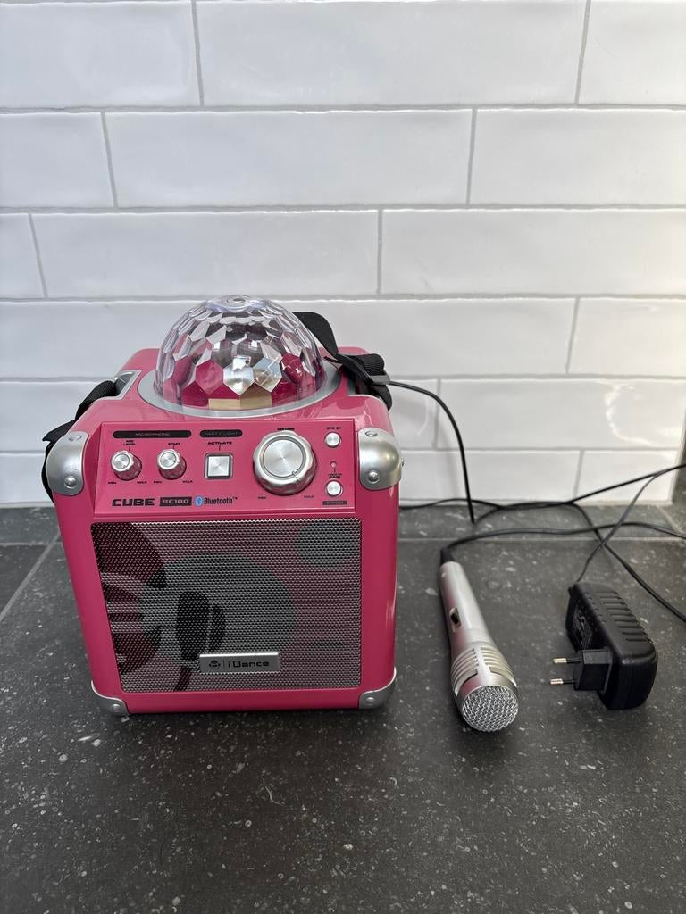 iDance CUBE BC100 Bluetooth Muziekbox met Microfoon & Discol, Ophalen, Gebruikt, Complete set