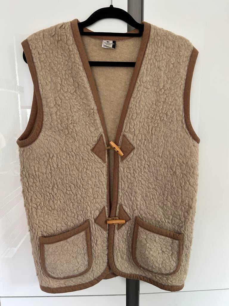 Alwero wollen gilet/bodywarmer dames M/38 beige/bruin, Kleding | Dames, Ophalen of Verzenden, Zo goed als nieuw, Maat 38/40 (M)