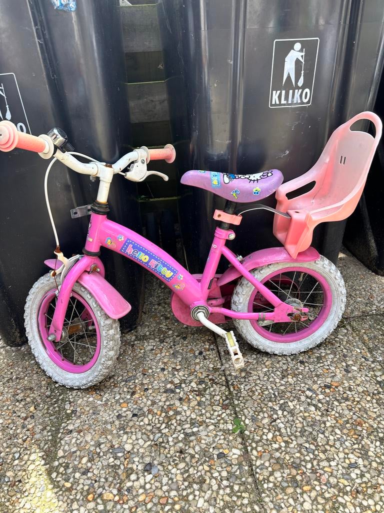 Roze kinderfiets met Hello Kitty zadel en zitje, Fietsen en Brommers, Fietsen | Kinderfietsjes, Ophalen of Verzenden, Gebruikt