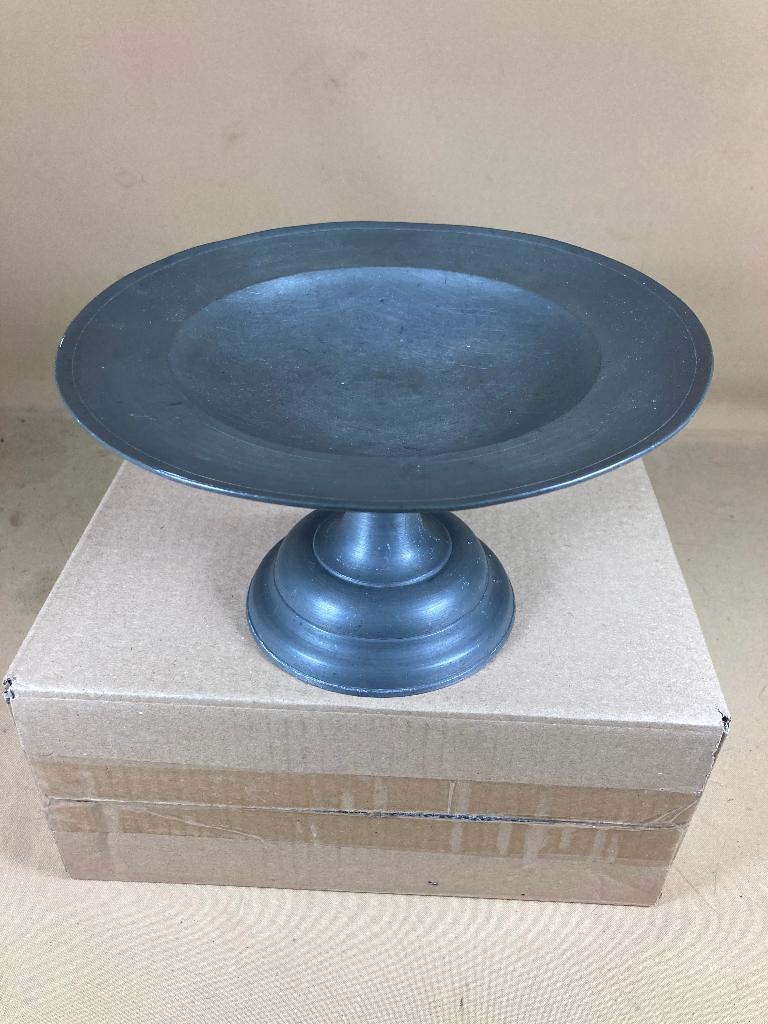 Tinnen tazza schaal op hoge voet, Ophalen of Verzenden