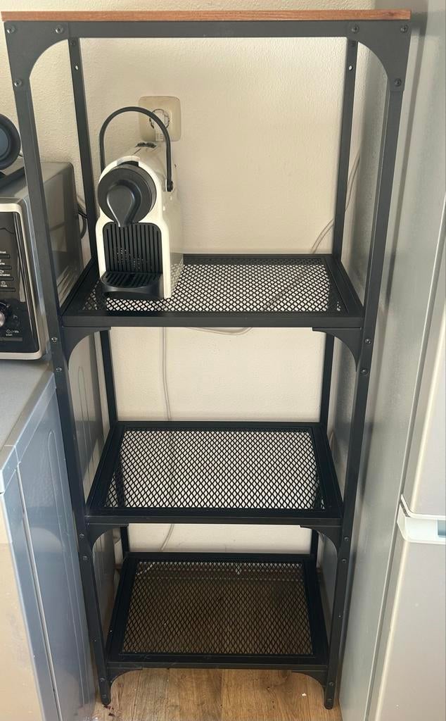 Ikea keukenrek zwart met houten blad, Ophalen, Gebruikt