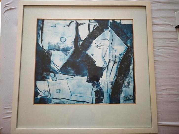 Schilderij Gilbert Baibay, abstract, ingelijst, Antiek en Kunst, Kunst | Schilderijen | Abstract, Ophalen of Verzenden