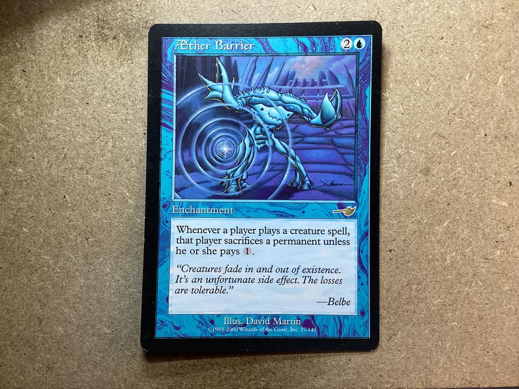 1x Aether Barrier [027/143] (Excellent), Hobby en Vrije tijd, Verzamelkaartspellen | Magic the Gathering, Zo goed als nieuw, Losse kaart