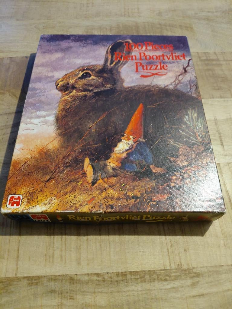 rien poortvliet puzzel 100 stukjes kabouter haas / konijn, Ophalen of Verzenden, 500 t/m 1500 stukjes, Zo goed als nieuw, Legpuzzel