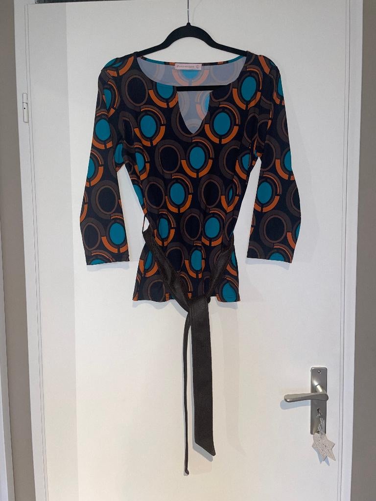 STUDIO ANNELOES Oranje bruine travelstof top tuniek mt L, Studio Anneloes, Maat 42/44 (L), Oranje, Ophalen of Verzenden
