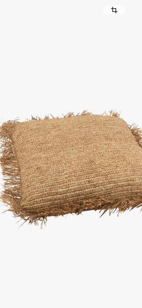Te koop groot Ibiza kussen,Raffia, Ophalen, Gebruikt, Vierkant