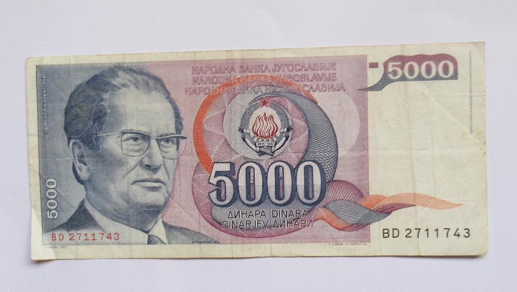 Joegoslavië 5.000 Dinara 1985, Verzenden, Joegoslavië