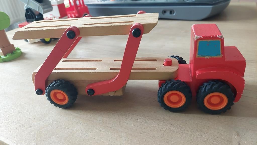 Houten dubbeldekker vrachtwagen - Speelgoed, Ophalen of Verzenden