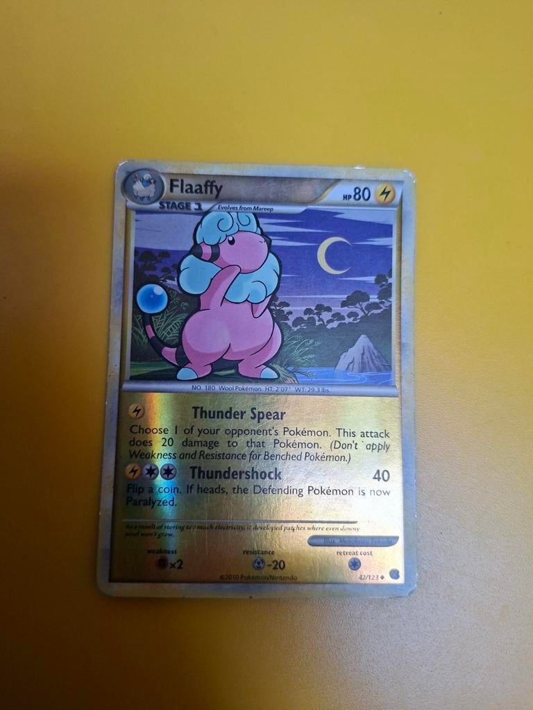 Flaaffy 42/123 Pokémon Kaart - Zeldzaam en Glanzend, Ophalen of Verzenden, Gebruikt, Losse kaart, Foil