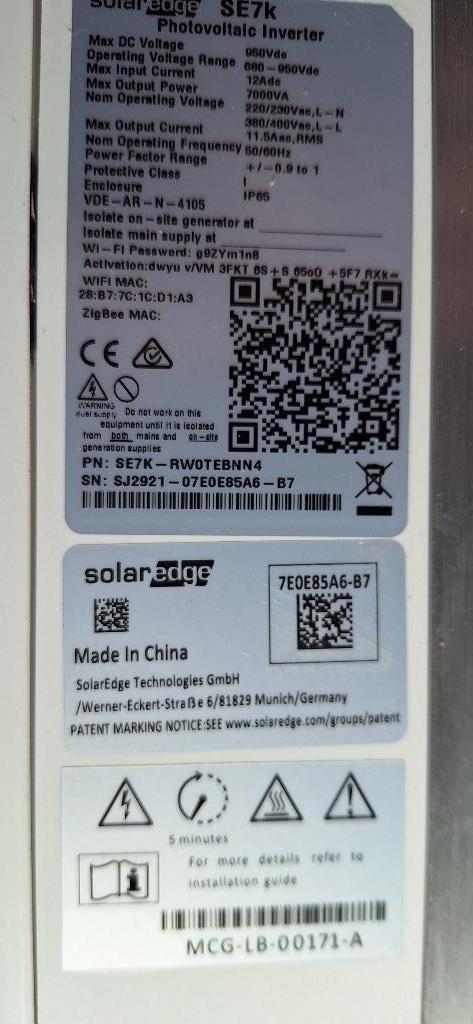 te koop SolarEdge SE7K 3-fase omvormer, Doe-het-zelf en Verbouw, Zonnepanelen en Toebehoren, Ophalen, Zo goed als nieuw, Overige typen