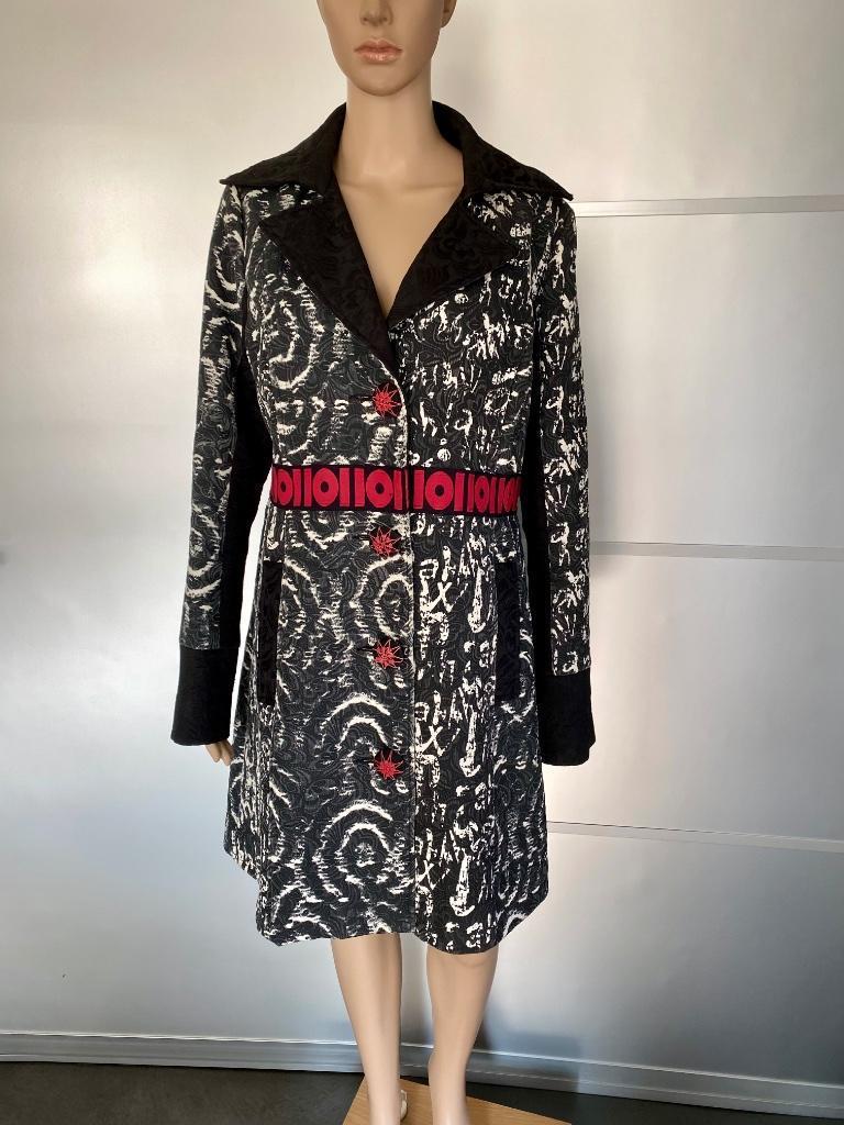 J492 101 Idees maat 40=M tussenjas jas trenchcoat zwart/wit, Maat 38/40 (M), Zwart, Ophalen of Verzenden, Zo goed als nieuw