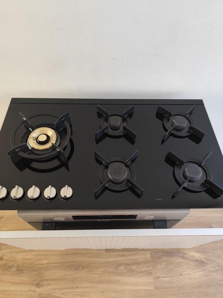 Nette 5-pits gaskookplaat - Zwart glas, Witgoed en Apparatuur, Kookplaten, Ophalen, Gebruikt, Inbouw, Gas