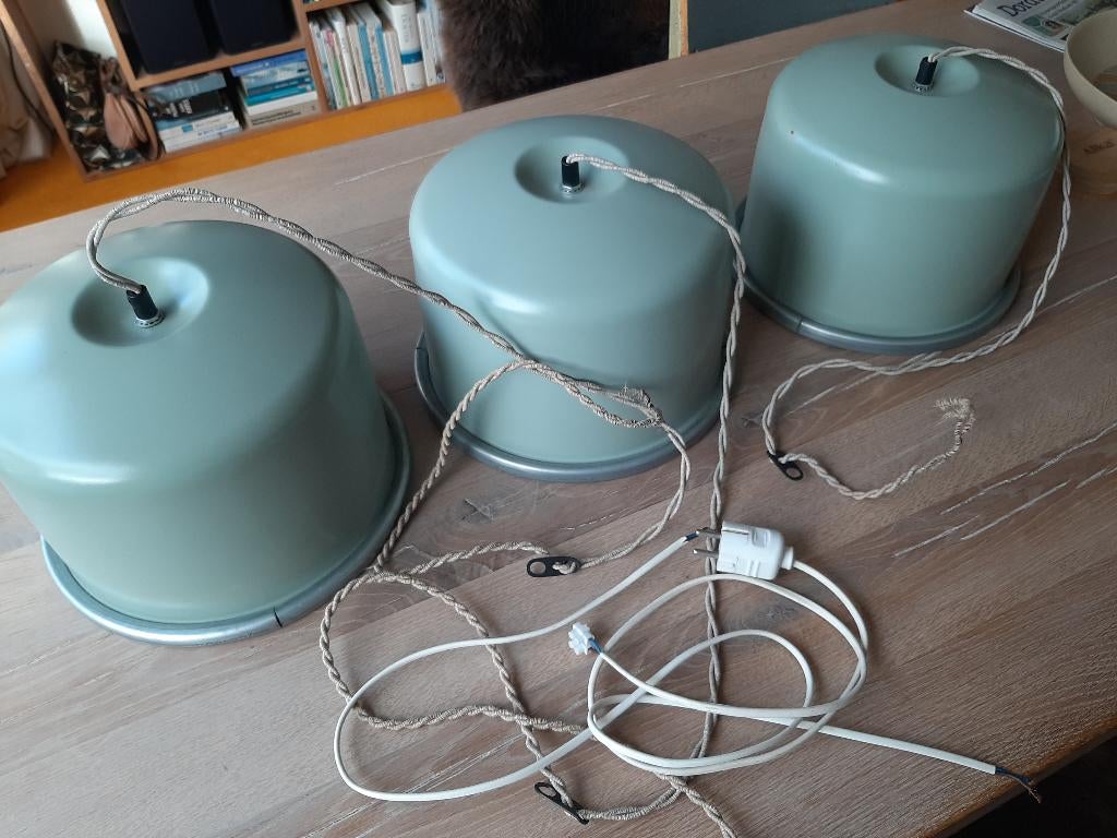 3 bijz design hanglampen, ontwerp: "De Oplichters" Rotterdam, Ophalen, Design industrieel, Overige materialen, Zo goed als nieuw