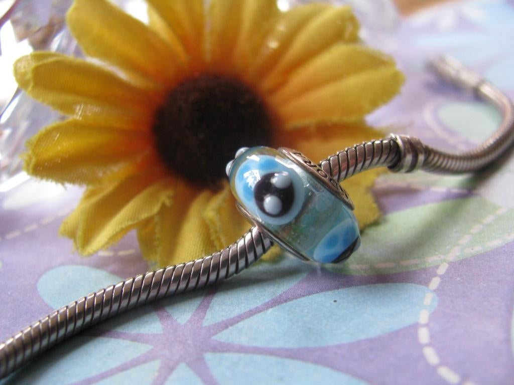 Pandora bedel 790654 = MURANO lady bug BLAUW * retired *, Sieraden, Tassen en Uiterlijk, Bedels, Glas of Kristal, Pandora, Ophalen of Verzenden