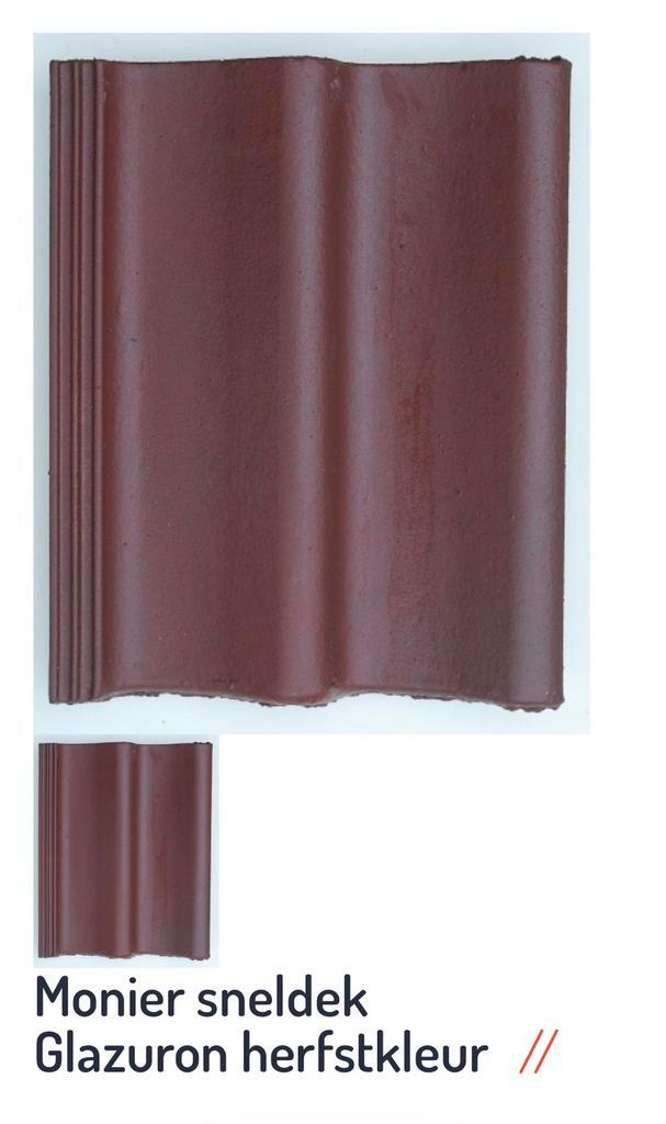 GEZOCHT - Dakpannen Monier sneldek Glazuron herfstkleur, Doe-het-zelf en Verbouw, Dakpannen en Dakbedekking, Zo goed als nieuw