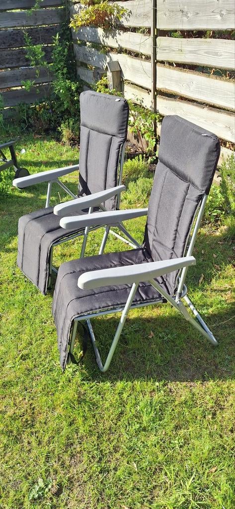 VidaXL Campingstoel Klapstoel Tuinstoel Ligstand, Tuin en Terras, Tuinstoelen, Ophalen, Gebruikt, Metaal, Verstelbaar